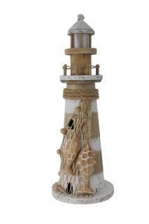 Leuchtturm klein, m. LED/Timer, Holz, 13,5x13,5x39cm