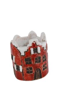 TL-Halter Haus rot klein, Keramik, 5,8x5,8x6,6cm