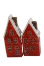Haus rot klein, 2-sort, Keramik, 4,2x3,2x10,4cm