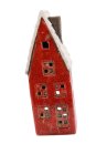 Windlicht Haus rot, 2-sort, Keramik, 6,9x5,7x19cm